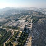 Drone view of the presidential palace, after fighters of the