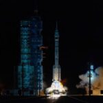 Long March 2F rocket carrying the Shenzhou-21 spacecraft blasts off from launchpad