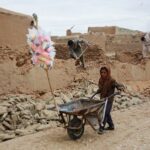 Aftermath of an earthquake, in Samangan province