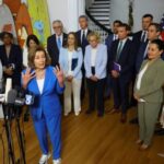 U.S. Representative Nancy Pelosi (D-CA) speaks at a press conference