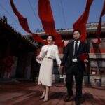 Couple get married at the Huguo Guanyin Temple, in Beijing