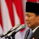 Indonesia’s President Prabowo Subianto gives a speech as he attends