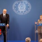 Italian PM Meloni and her Albanian counterpart Rama attend the