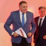 Sinisa Karan speaks at a press conference in Banja Luka