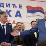 Sinisa Karan speaks at a press conference in Banja Luka