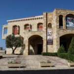 A poster depicting Pope Leo XIV is placed in a