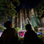 Scene of a deadly fire at Wang Fuk Court housing