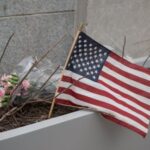 A makeshift memorial a day after two National Guard members