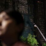 Scene of a deadly fire at the Wang Fuk Court