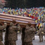 Funeral of Ukrainian servicemen killed while fighting against Russian troops,