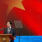 Taiwan President Lai Ching-te speaks at a press conference in