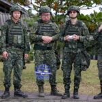 Taiwan reservists operate a Sky-Dome drone during a training session