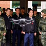 Taiwan President Lai Ching-te  inspects reservists operating a Taiwan