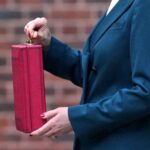 FILE PHOTO: British Chancellor of the Exchequer Rachel Reeves presents