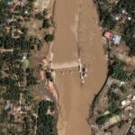 A satellite image during a flood, at the Peusangan river,