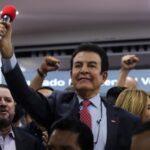 Presidential candidate Salvador Nasralla of Honduras’ Liberal Party (PLH) holds