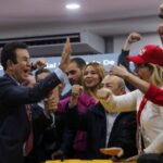 Presidential candidate Salvador Nasralla of Honduras’ Liberal Party (PLH) holds