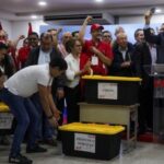 Presidential candidate Salvador Nasralla of Honduras’ Liberal Party (PLH) holds