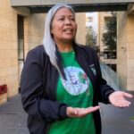 Filipina worker Loren Capobres, attends an interview with Reuters, in