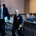 U.S. Navy Admiral Bradley attends classified briefing on U.S. strikes