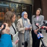 Rumeysa Ozturk, a Turkish student at Tufts University, speaks to