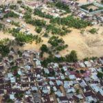 A drone view of an area affected by a deadly