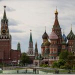 A general view on the Spasskaya tower of the Kremlin