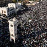 Residents of Hama demonstrate to mark the first anniversary of