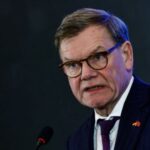 German Foreign Minister Johann Wadephul attends a press conference in