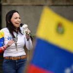 Venezuela opposition leader Machado appears at protest