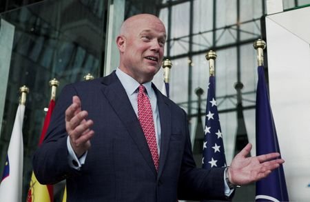 FILE PHOTO: U.S. Ambassador to NATO Matthew Whitaker speaks during