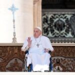 Pope Francis appears for the first time since his return