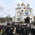 Funeral ceremony for Ukrainian killed during Russian missile strike in