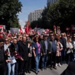 Supporters of Free Constitutional Party, whose leader Abir Moussi has
