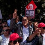 Supporters of Free Constitutional Party, whose leader Abir Moussi has