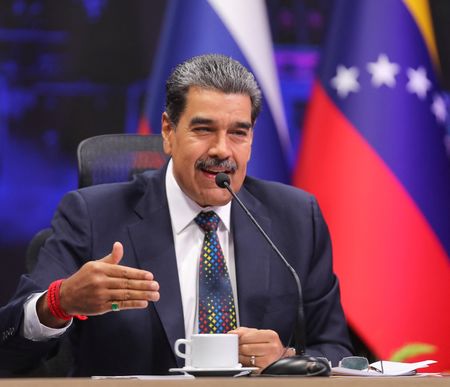 Venezuelan President Nicolas Maduro holds a meeting by video with