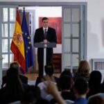 Spanish Prime Minister Pedro Sanchez attends a press conference in