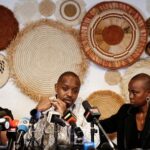 Ugandan activist Agather Atuhaire and Kenyan activist Boniface Mwangi address