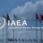 FILE PHOTO: IAEA logo is displayed at its headquarters in