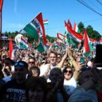 Magyar, leader of the opposition Tisza party holds a rally