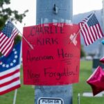 Makeshift memorial for U.S. right-wing activist Charlie Kirk outside of