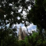 A view of Sagrada Familia after a press conference to