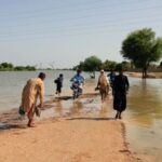 Monsoon rains and rising water level on the outskirts of