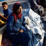 Displaced Palestinians fleeing northern Gaza due to Israeli operation move