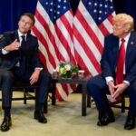 U.S. President Trump and French President Macron meet during the