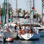 Participants of the Global Sumud Flotilla wait to set sail