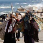 Displaced Palestinians fleeing northern Gaza due to an Israeli military