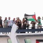Global Sumud Flotilla boats off Crete island, Greece, heading to