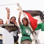 Global Sumud Flotilla boats off Crete island, Greece, heading to