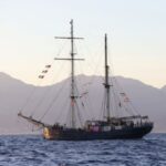 Global Sumud Flotilla boats off Crete island, Greece, heading to
